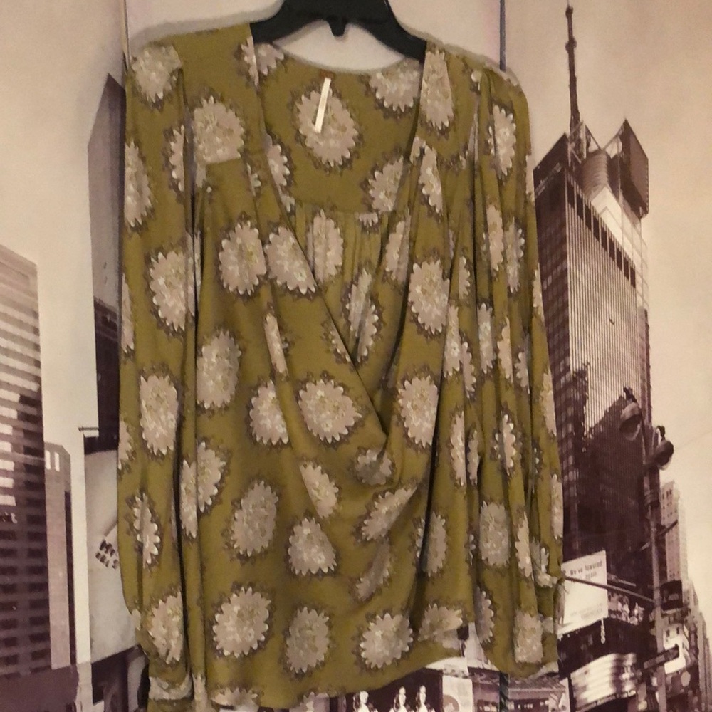 Free People Green Floral Tunic with Relaxed Fit
